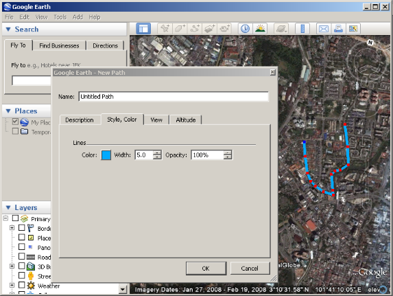 Creating the KML file, later converted to CSV